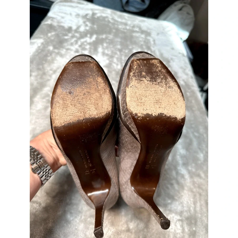 Vera Wang Lavender Selima Rose Gold Peep Toe Platform Heels Size 41 US 9.5
